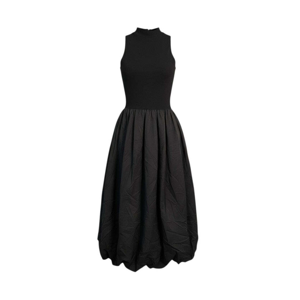 Black Sleeveless A-Line Dress with Flared Skirt