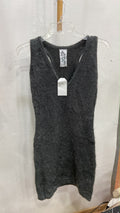 Charcoal Sleeveless V-Neck Knit Dress with Side Slits