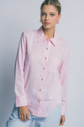 Blusa Camisa de Mujer con Manga Larga en Color Rosa