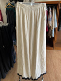 Beige Wide-Leg Trousers with Black Trim