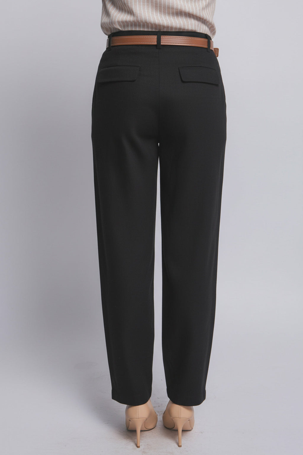 Pantalones de Lino para Mujer de Tiro Alto con Cinturón Ajustable