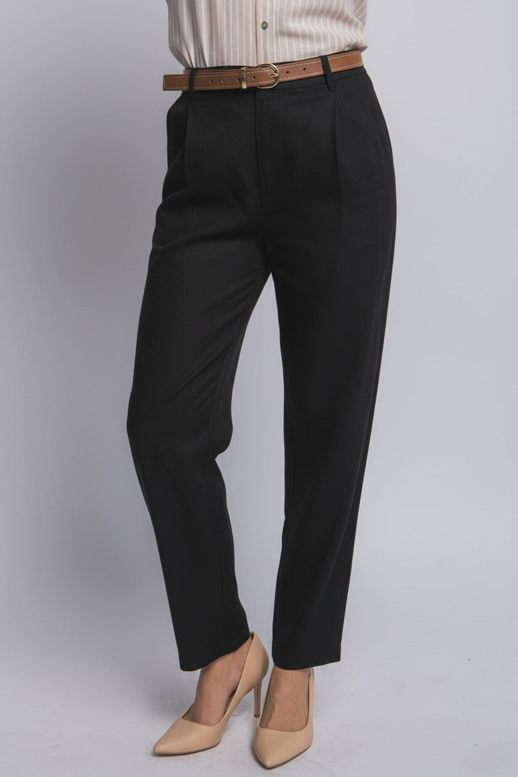 Pantalones de Lino para Mujer de Tiro Alto con Cinturón Ajustable