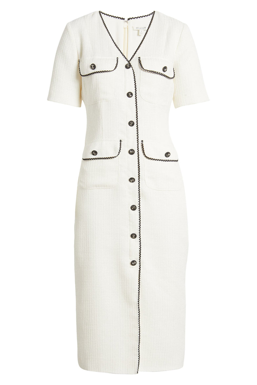 Cream Midi Sleeve Button-Up Midi Dress with Pockets