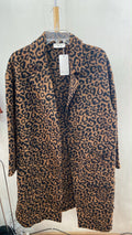 Brown Animal Print Long Sleeve Jacket with Pockets