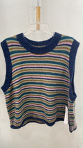 Multicolor Striped Sleeveless Knit Top with Ribbed Hem