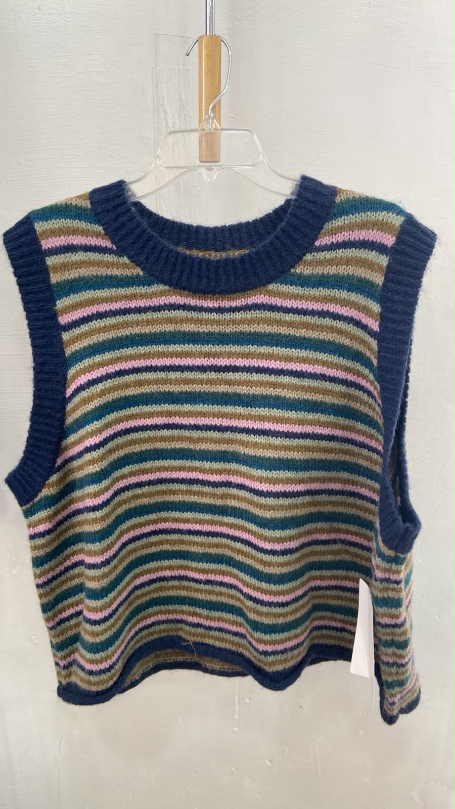 Multicolor Striped Sleeveless Knit Top with Ribbed Hem