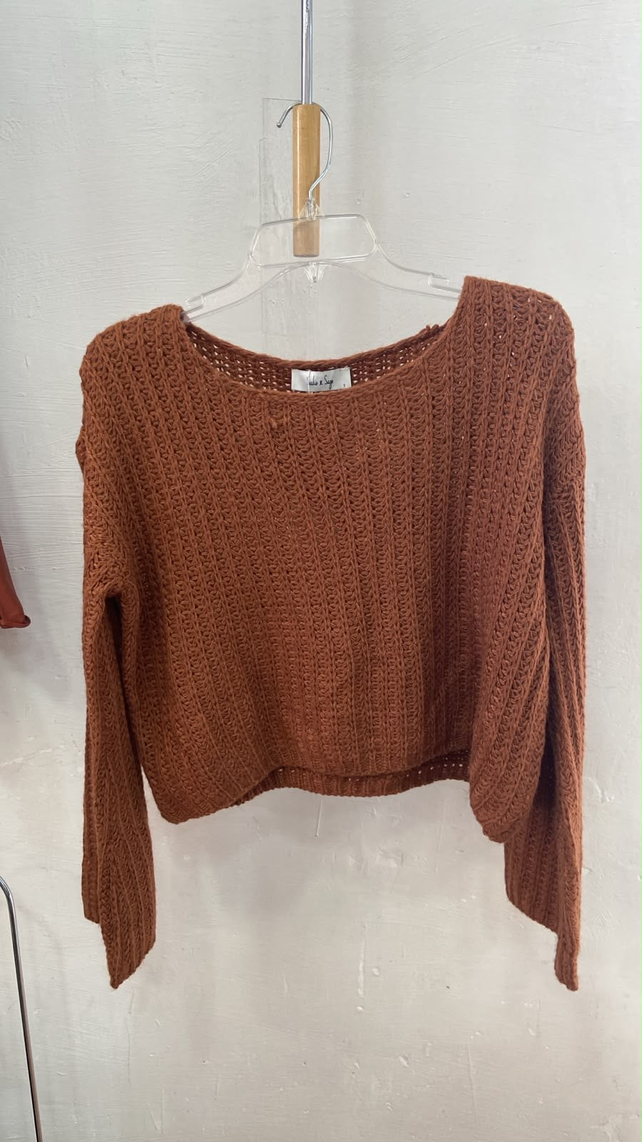 Rustic Knit Long Sleeve Sweater with Open Weave