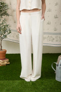 PINTUCK DETAIL WIDE LEG LINEN PANTS