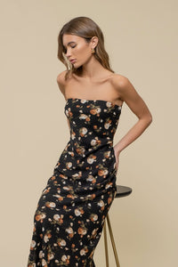 Black Floral Cowl Neck Maxi Dress