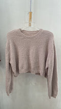 Pink Long Sleeve Cropped Sweater with Soft Texture
