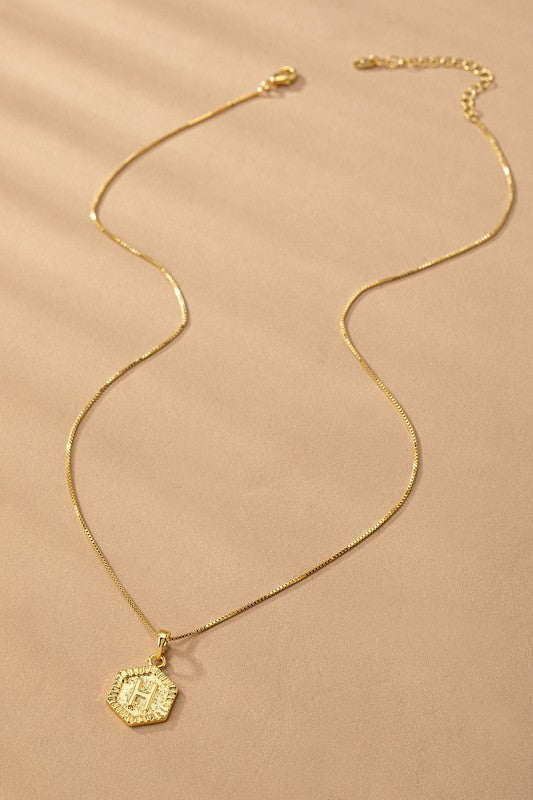 Waterproof Hexagon Brass Initial Letter Pendant