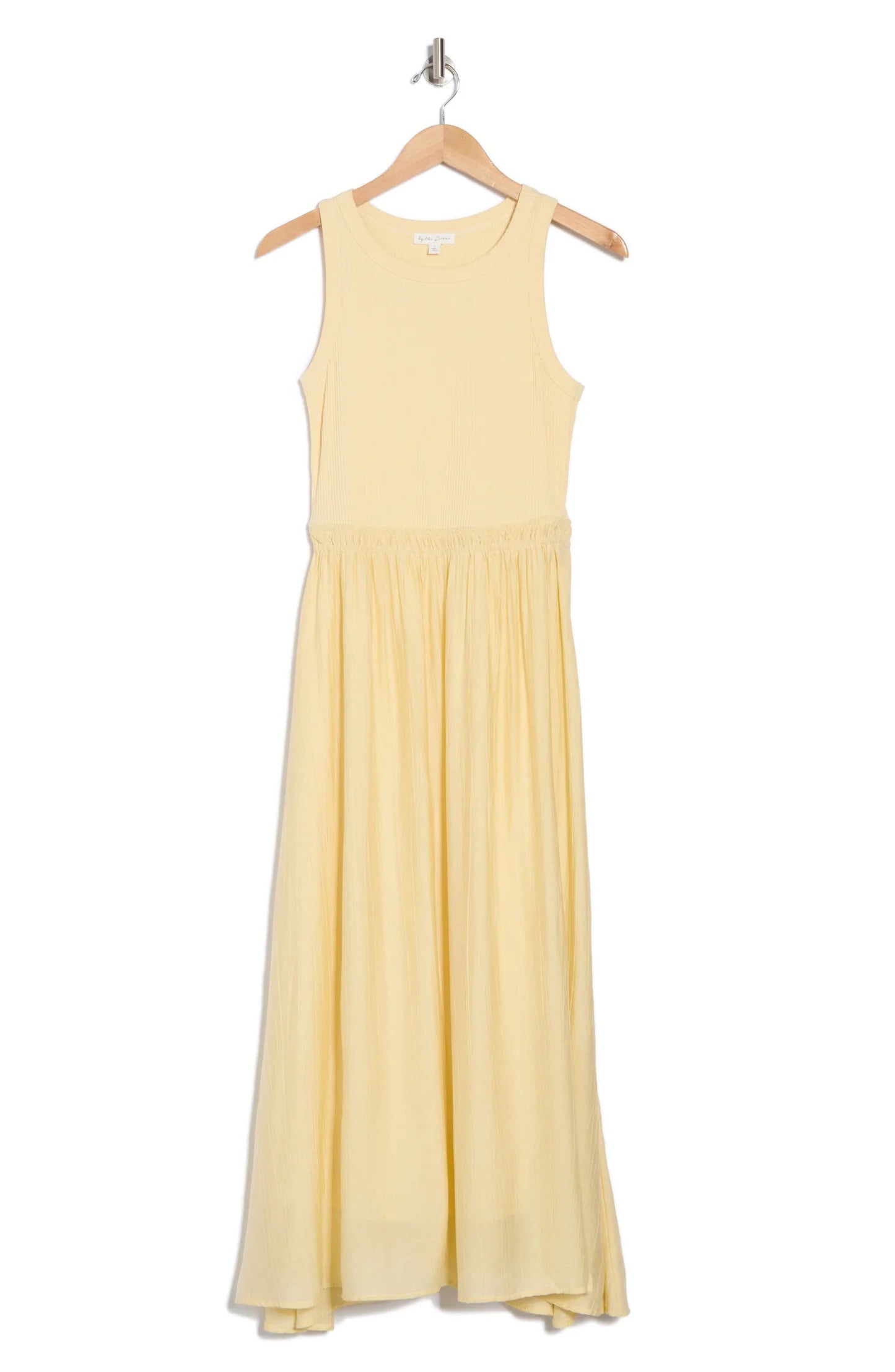 Light Yellow Ribbed Tank Dress with Flowy Skirt