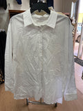 White Long Sleeve Button-Up Shirt with Crinkled Texture