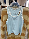 Light Blue Crop Top with White Trim