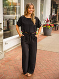 Black textured pants