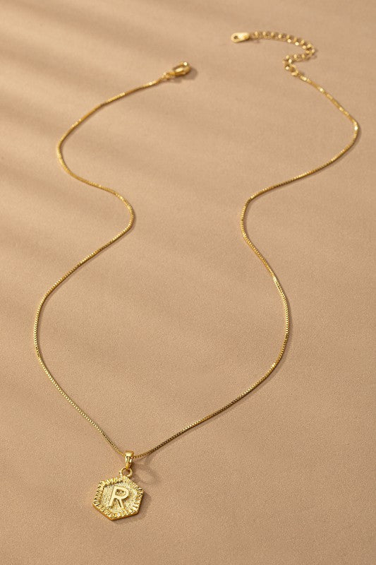 Waterproof Hexagon Brass Initial Letter Pendant