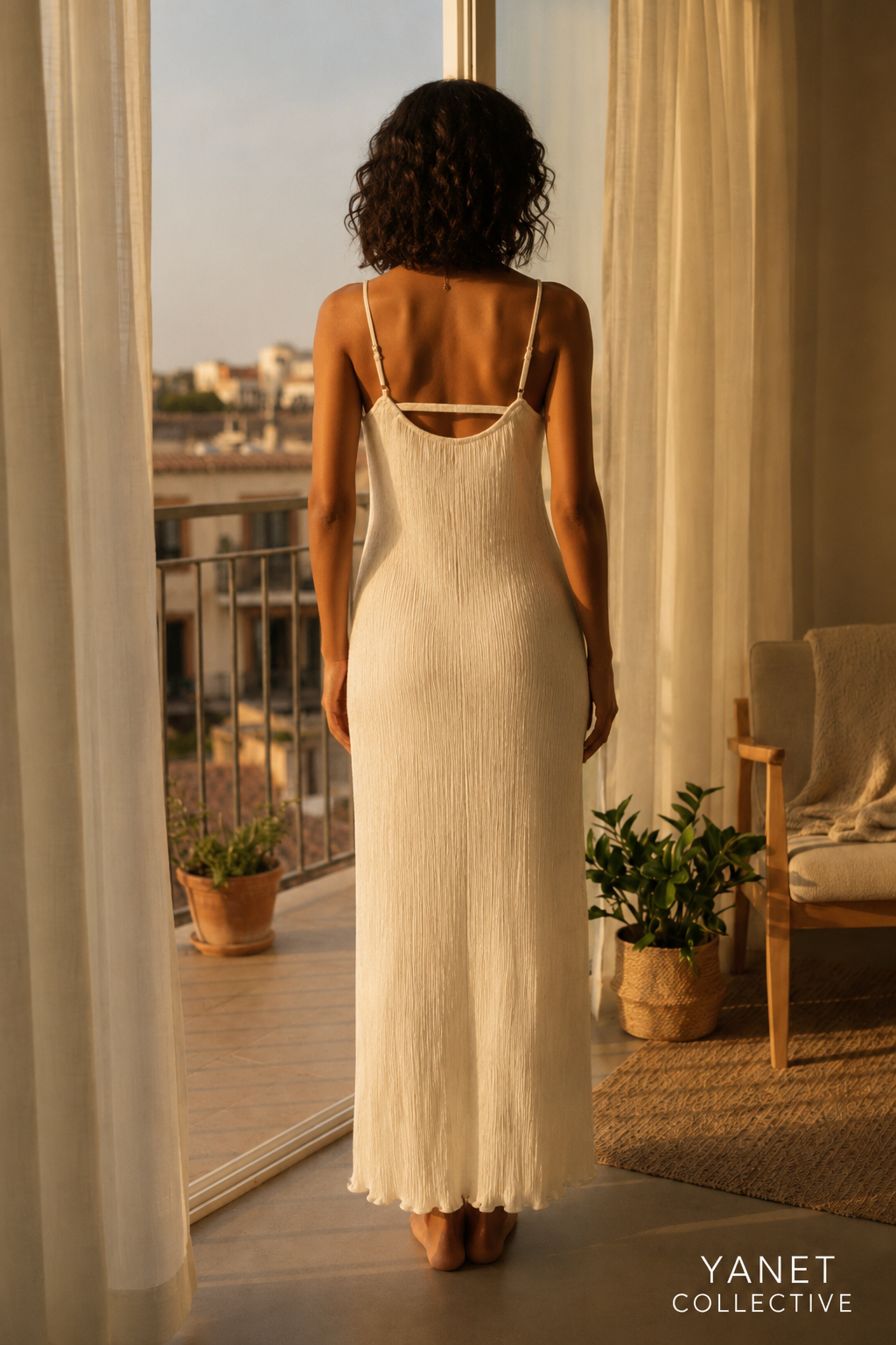 Cream Sleeveless Maxi Dress with Textured Fabric