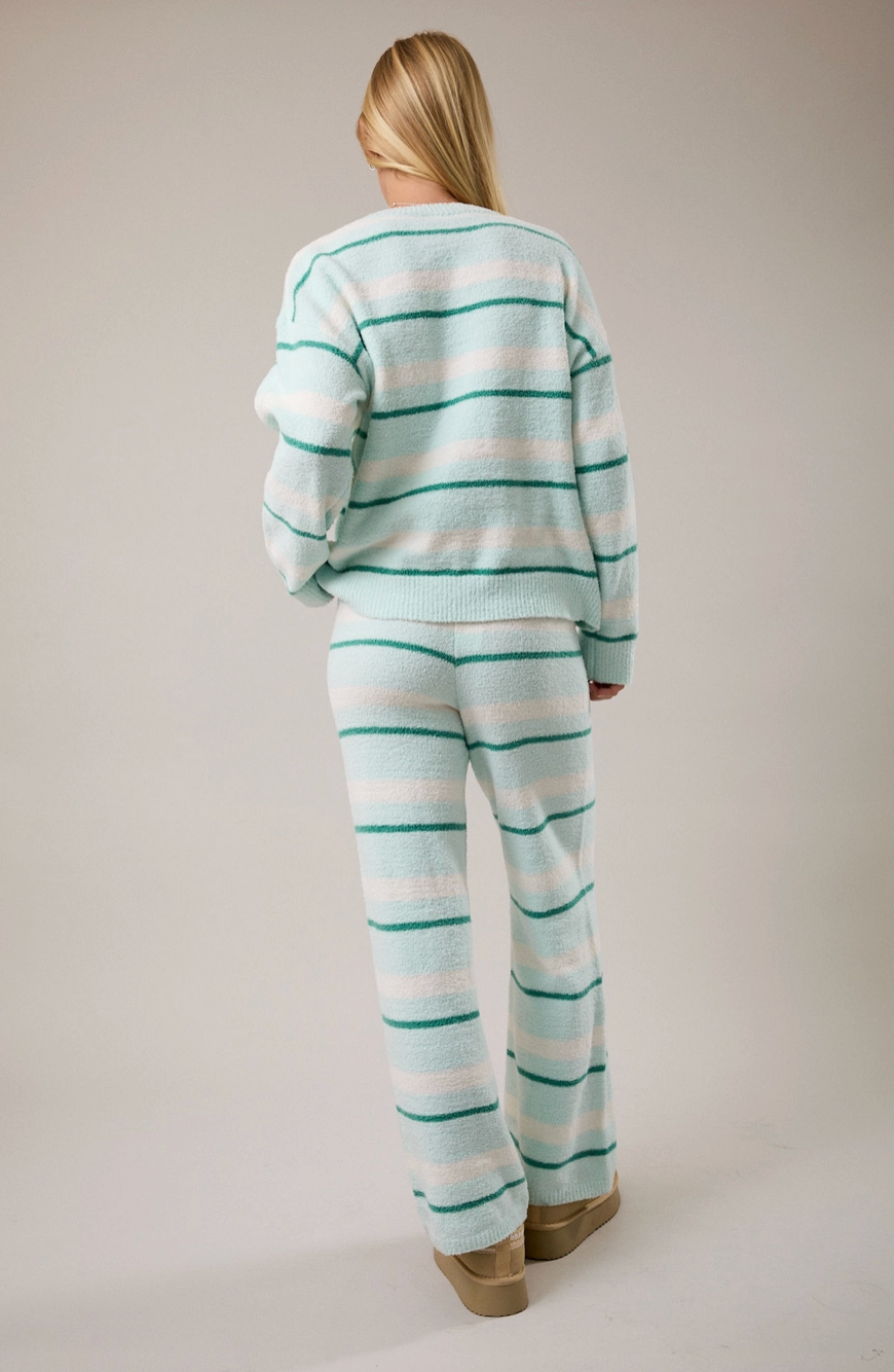 MARINA STRIPE LOUNGE SET IN LIGHT MINT STRIPE