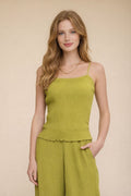 PLISSE LETTUCE HEM CAMI TOP