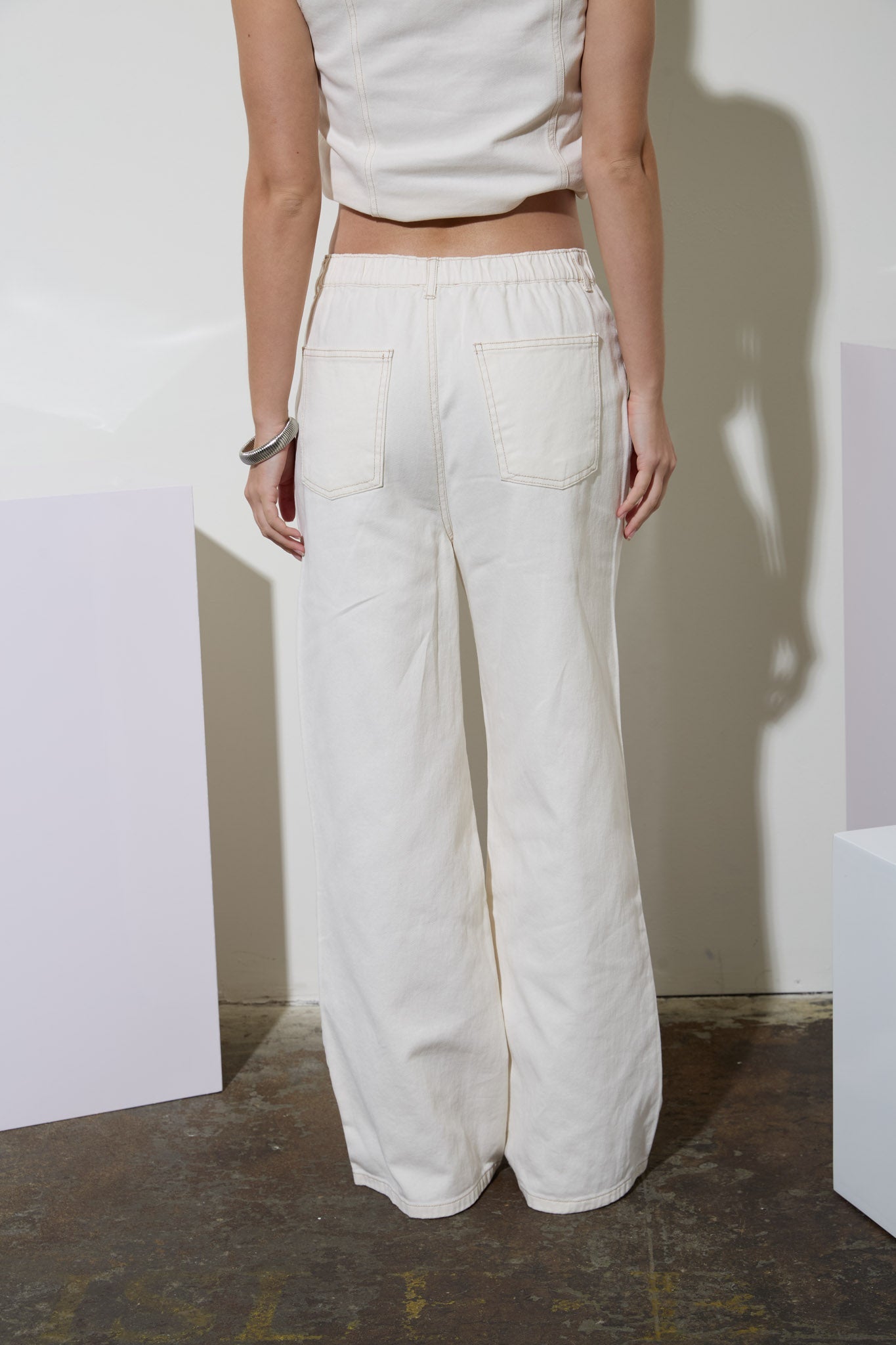 DRAWSTRING DETAIL DENIM PANTS