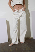 DRAWSTRING DETAIL DENIM PANTS