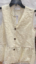 Cream Sleeveless Peplum Vest with Button Detail