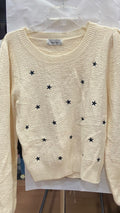 Cream Long Sleeve Sweater with Star Print