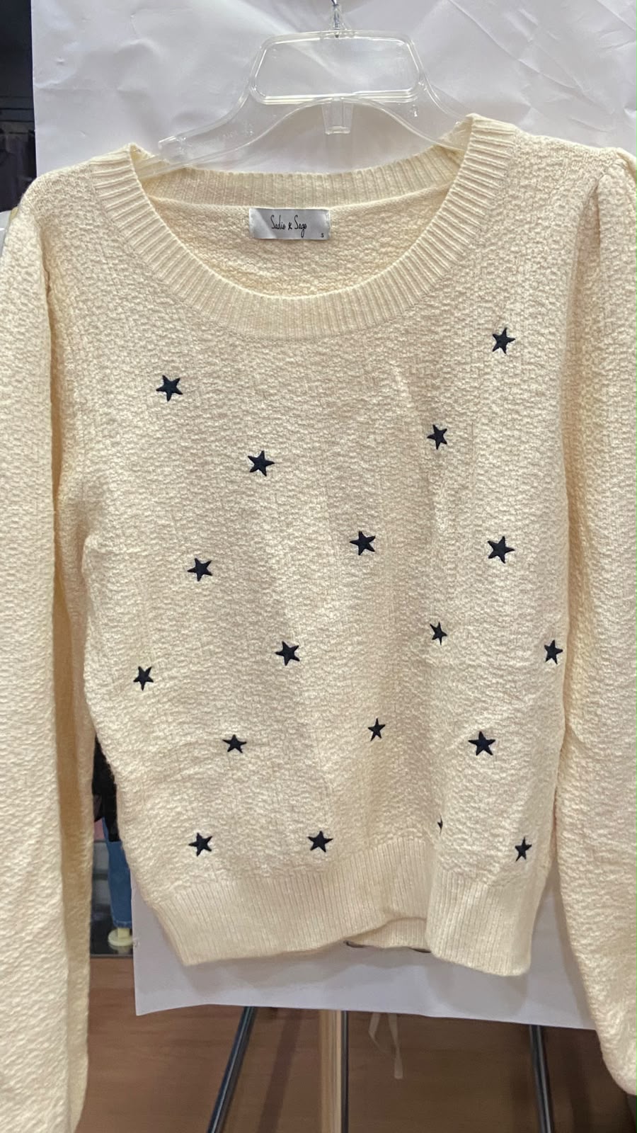 Cream Long Sleeve Sweater with Star Print