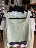 Sage Sleeveless Crop Top with Textured Weave