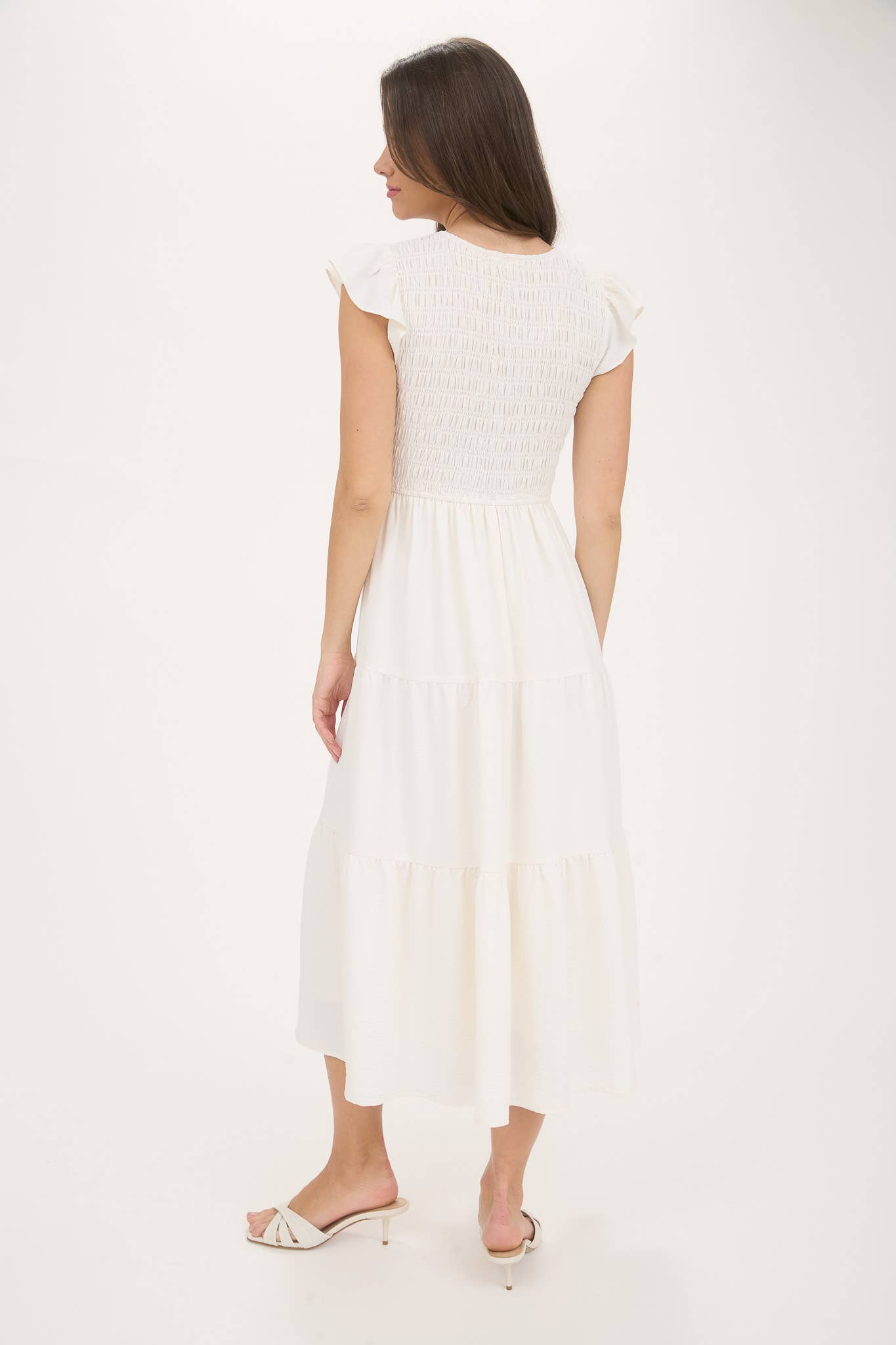 Boho Flutter Sleeve Maxi Dress - Flowy V-Neck Summer Beach Wedding Guest Dress Casual