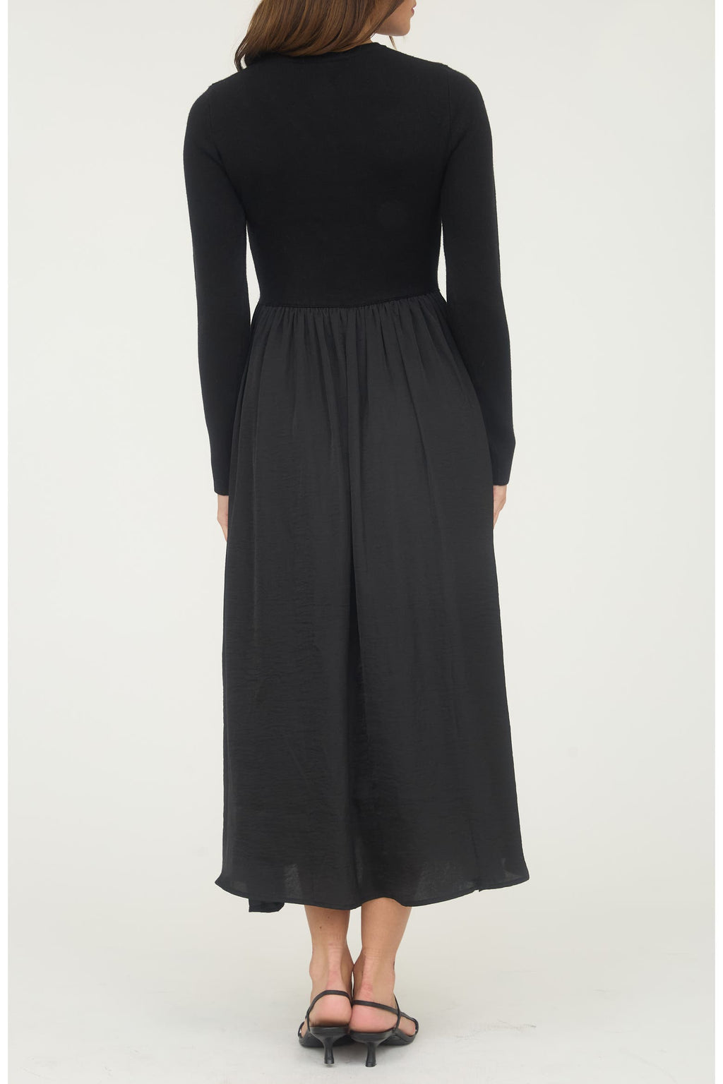 Black Long Sleeve Button-Up Maxi Dress
