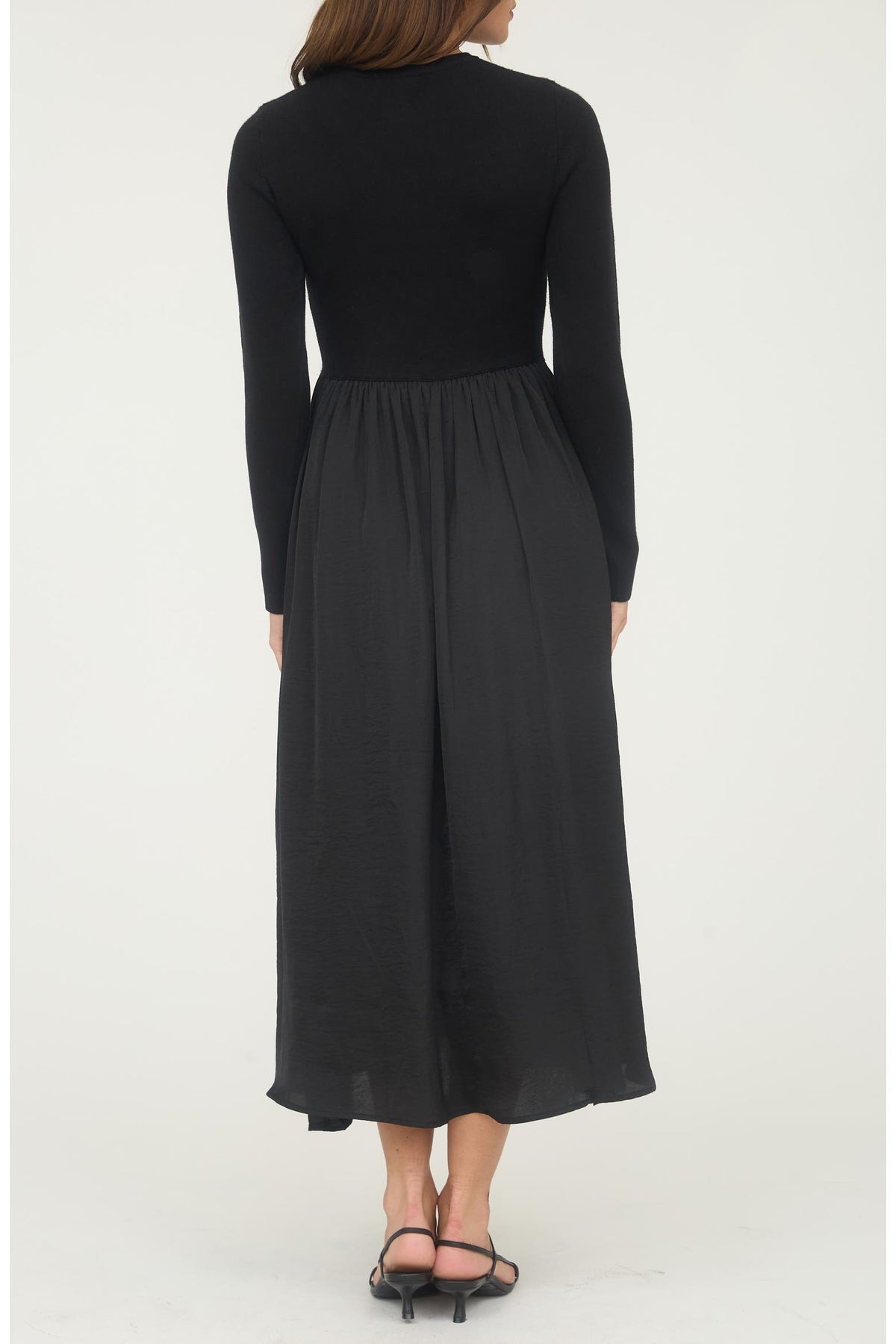 Black Long Sleeve Button-Up Maxi Dress