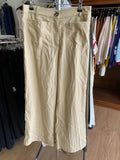Beige Wide-Leg Trousers with Front Pockets