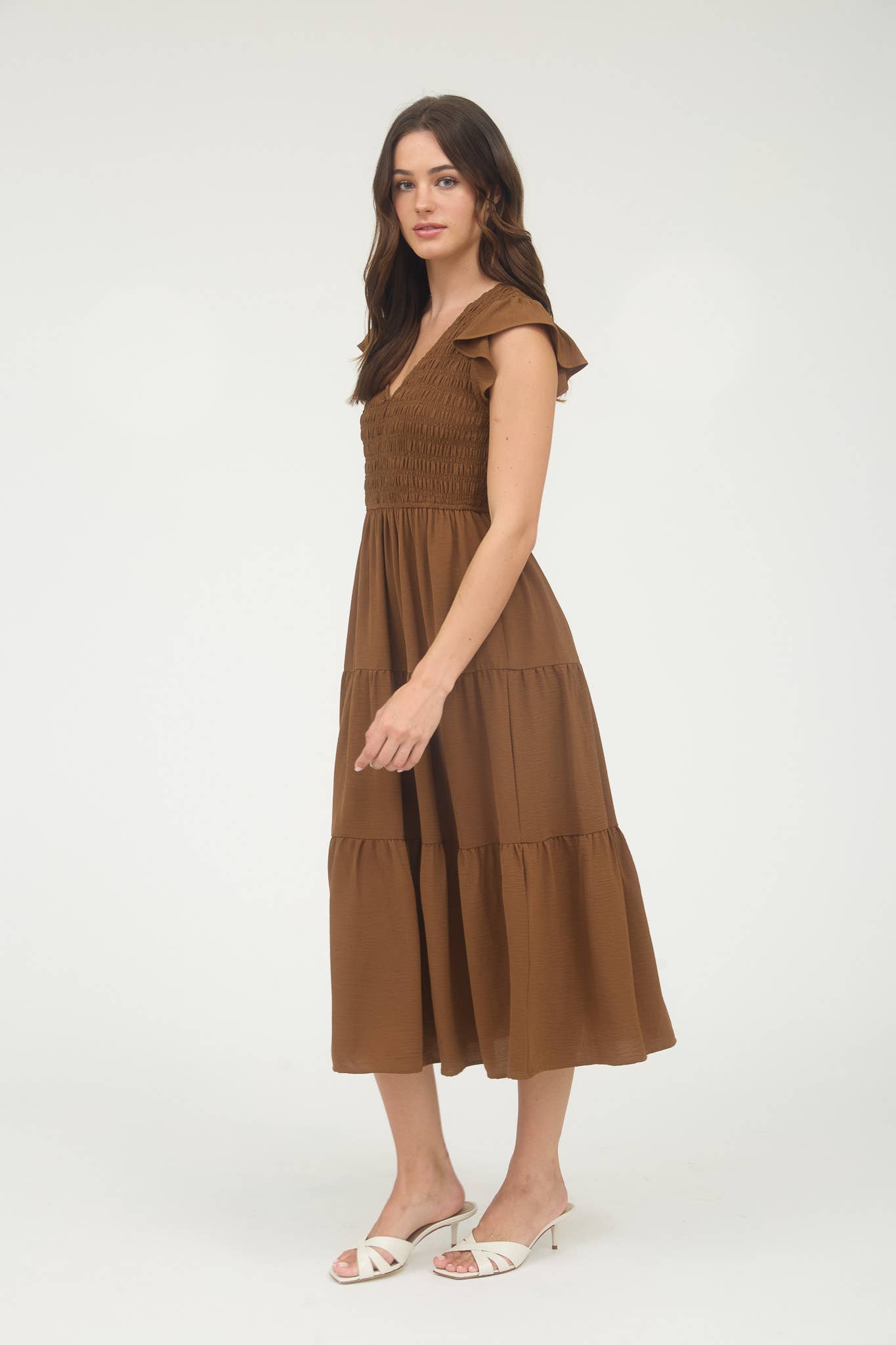 Boho Flutter Sleeve Maxi Dress - Flowy V-Neck Summer Beach Wedding Guest Dress Casual
