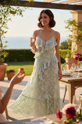 Mint Green Ruffled Maxi Dress with Tiered Frills