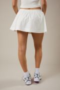 White Mid Waist Pocket Mini Skort – Cotton Knit Flowy Skirt Shorts