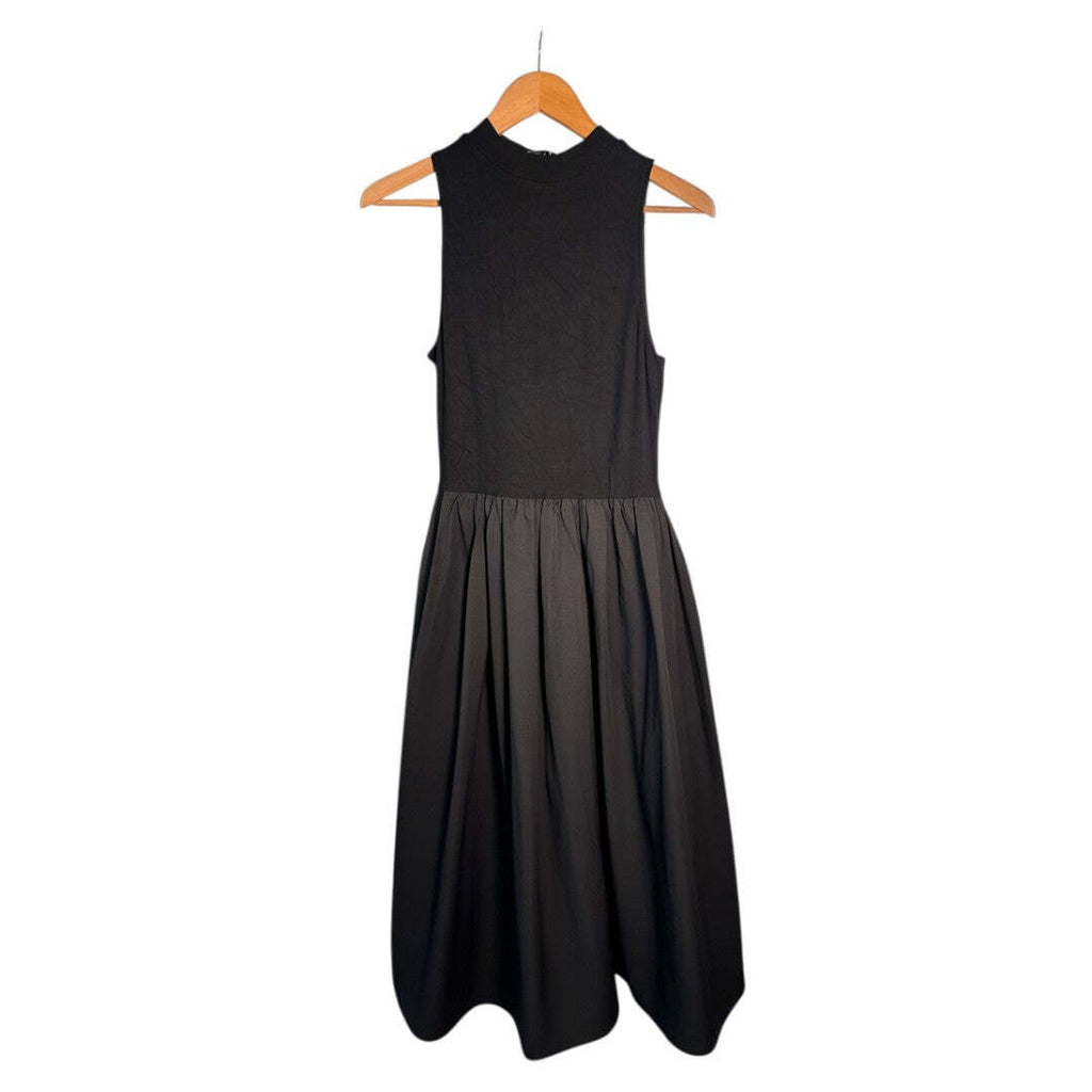 Black Sleeveless A-Line Dress with Flared Skirt