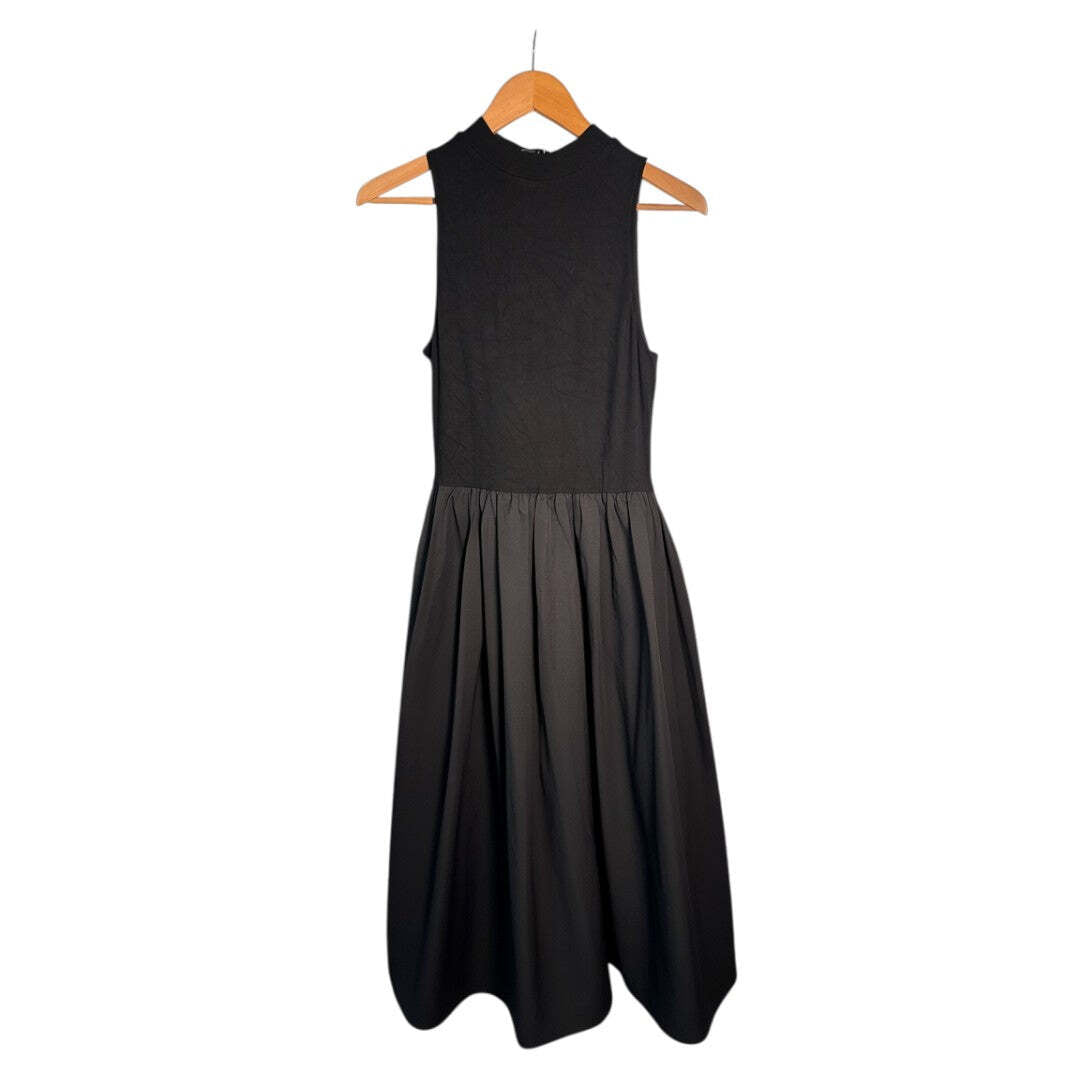 Black Sleeveless A-Line Dress with Flared Skirt