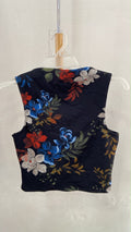 Black Sleeveless Crop Top with Floral Print