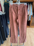 Rust High-Waist Straight-Leg Trousers with Pockets