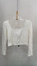 White Lace Long Sleeve Crop Top