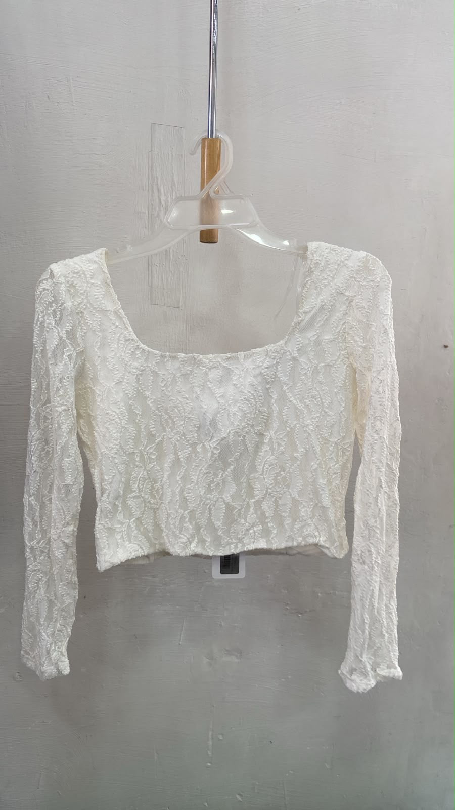 White Lace Long Sleeve Crop Top