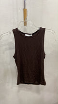 Brown Sleeveless Crop Top with Textured Fabric