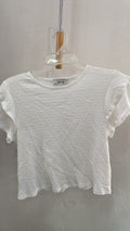 White Short Sleeve Crop Top with Textured Weave