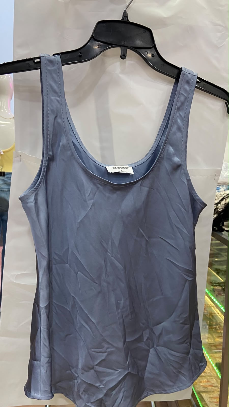 Blue Sleeveless Tank Top with Smooth Texture