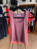 Dusty Rose Sleeveless Scoop Neck Top with Ruching