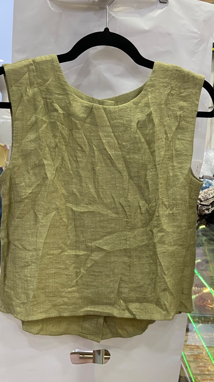 Sage Sleeveless Top with Textured Weave Detail