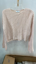 Peach Cropped Long Sleeve Sweater with Open Knit