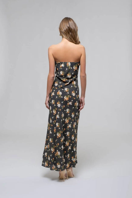 Black Floral Cowl Neck Maxi Dress