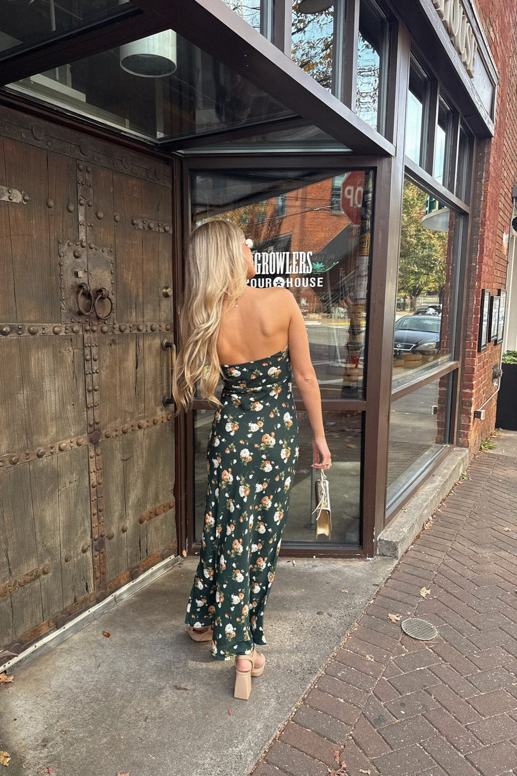 Black Floral Cowl Neck Maxi Dress